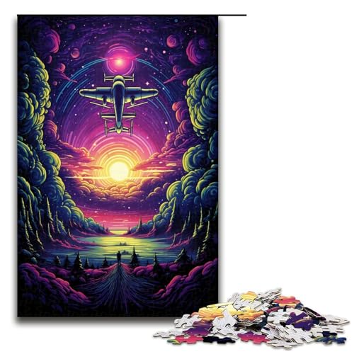 1000 teiliges Puzzle Flugzeug hebt ab für Erwachsene Holz Familienspiel 75 x 50 cm von QSYFNBZL
