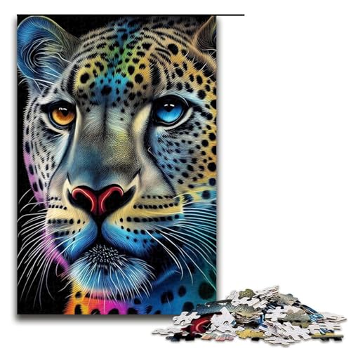 1000 teiliges Puzzle Gepard Pop Art Tier für Erwachsene Holzpuzzle Familienspiele 75 x 50 cm von QSYFNBZL