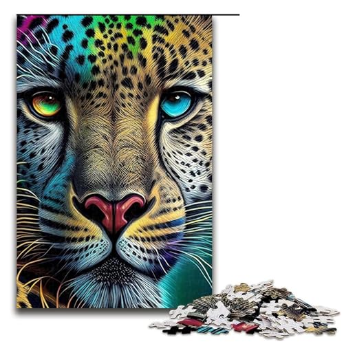 1000 teiliges Puzzle Gepard Pop Art Tierpuzzle für Erwachsene Holzpuzzle tolle Geschenke für Weihnachten 75 x 50 cm von QSYFNBZL