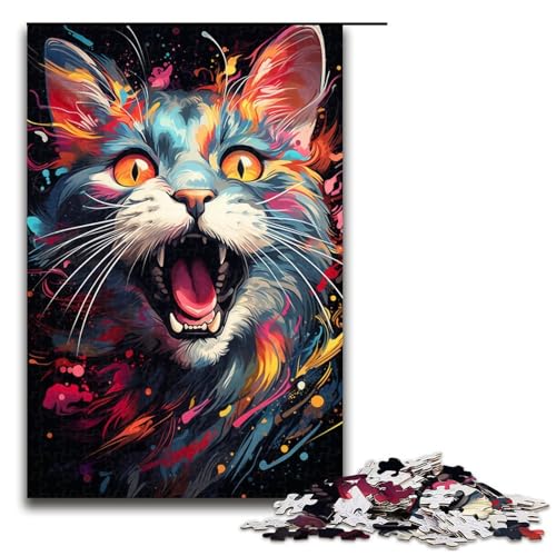1000 teiliges Puzzle Getigerte Katze im Dschungel Holzpuzzle Lernspiele Heimdekoration 75 x 50 cm von QSYFNBZL