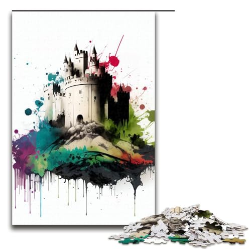 1000 teiliges Puzzle Graffiti Schloss Puzzles Holzpuzzles Lernspiele Heimdekoration 75x50cm von QSYFNBZL