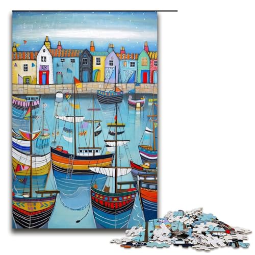 1000 teiliges Puzzle Harbor Life aus Holz Lernspiele Heimdekoration 75 x 50 cm von QSYFNBZL