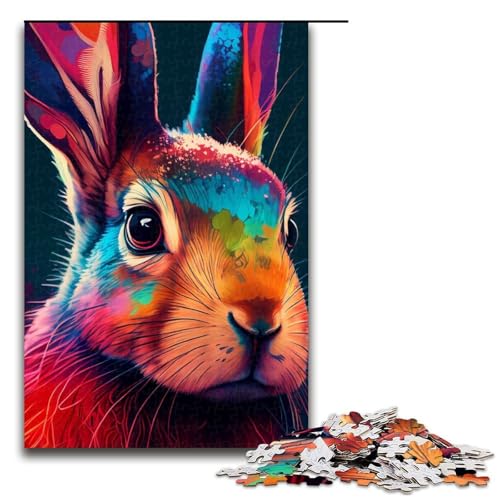 1000 teiliges Puzzle Hase buntes Puzzle für Erwachsene Holzpuzzle Lernspiel 75 x 50 cm von QSYFNBZL