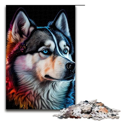 1000 teiliges Puzzle Husky buntes Holzpuzzle Lernspiele Heimdekoration 75 x 50 cm von QSYFNBZL