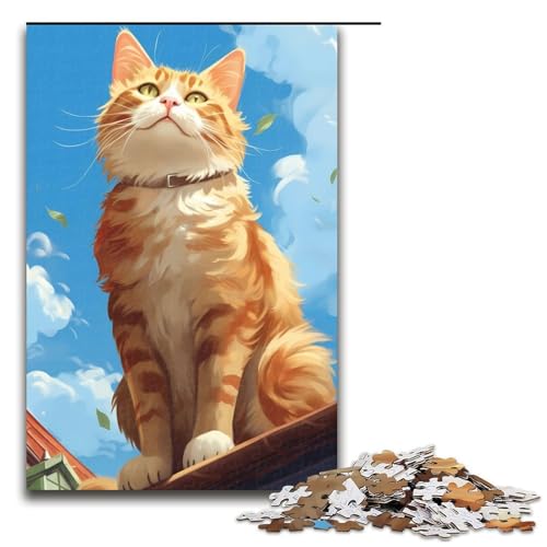 1000 teiliges Puzzle Katze sonniger Tag Holzpuzzle Lernspiele Heimdekoration 75 x 50 cm von QSYFNBZL