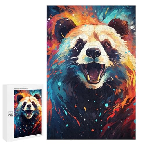1000 teiliges Puzzle Lernspiele Bunte Psychedelia of Galaxy Panda Puzzles für Erwachsene Holzpuzzle für Familienspaß und Spieleabend 75 x 50 cm von QSYFNBZL