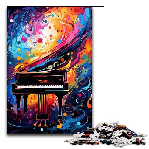 1000 teiliges Puzzle Lernspiele Klavier ist von Spritzern umgeben viele Bunte Puzzles für Erwachsene Holzpuzzle für Familienspaß und Spieleabend 75 x 50 cm von QSYFNBZL