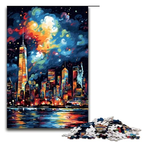1000 teiliges Puzzle Lernspiele New York USA ist von Spritzern umgeben viele Bunte Puzzles für Erwachsene Holzpuzzle für Familienspaß und Spieleabend 75 x 50 cm von QSYFNBZL