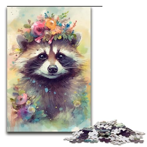 1000 teiliges Puzzle Lernspiele buntes Waschbär Baby Puzzles für Erwachsene Holzpuzzle für Familienspaß und Spieleabend 1000 PCS von QSYFNBZL