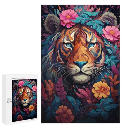 1000 teiliges Puzzle Lernspiele farbenfrohes psychedelisches Fantasie Blumen Tiger Puzzle für Erwachsene Holzpuzzle für Familienspaß und Spieleabend 75 x 50 cm 1000 teiliges Puzzle Lernspiele farbenfrohes psychedelisches Fantasie Blumen Tiger Puzzle für Erwachsene Holzpuzzle für Familienspaß und Spieleabend 75 x 50 cm von QSYFNBZL