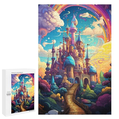 1000 teiliges Puzzle Lernspiele farbenfrohes psychedelisches Süßigkeitenschloss Puzzle für Erwachsene Holzpuzzle für Familienspaß und Spieleabend 75 x 50 cm von QSYFNBZL