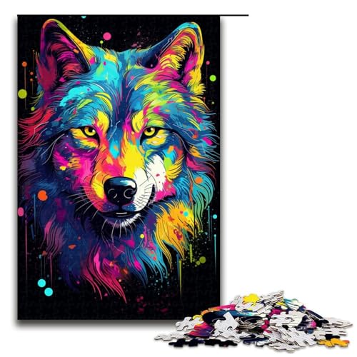 1000 teiliges Puzzle Lernspiele psychedelisches farbenfrohes Tier Wolf Puzzle für Erwachsene Holzpuzzle für Familienspaß und Spieleabend 75 x 50 cm 1000 teiliges Puzzle Lernspiele psychedelisches farbenfrohes Tier Wolf Puzzle für Erwachsene Holzpuzzle für Familienspaß und Spieleabend 75 x 50 cm von QSYFNBZL
