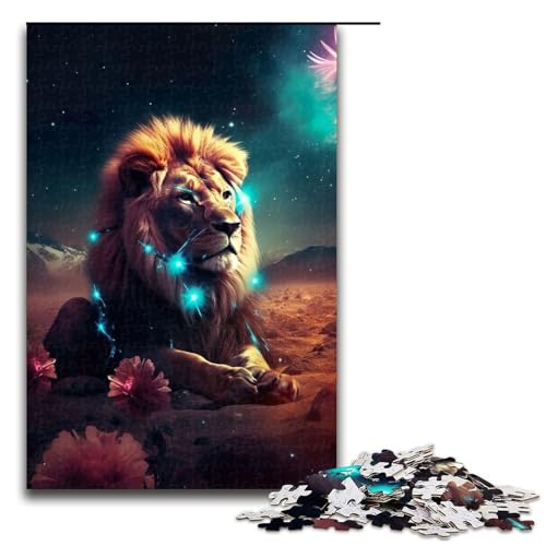 1000 teiliges Puzzle Löwe auf dem Mars für Erwachsene Holzpuzzle Familienspiele 75 x 50 cm von QSYFNBZL
