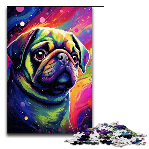 1000 teiliges Puzzle Mops im Krater ist von Spritzern umgeben Viele Farbpuzzles Holzpuzzles Lernspiele Heimdekoration 75 x 50 cm von QSYFNBZL