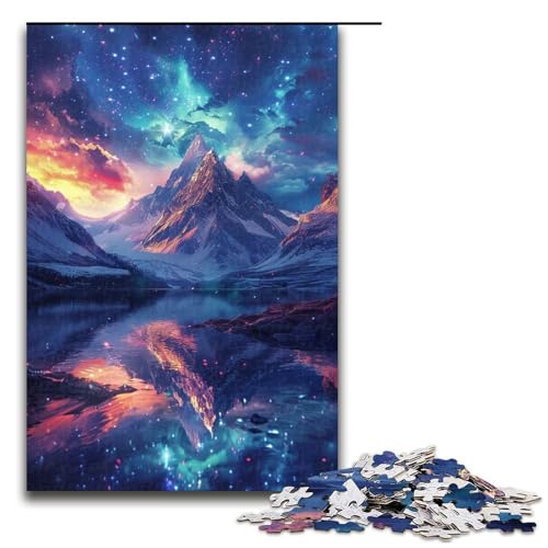1000 teiliges Puzzle Mountain Aurora Puzzle für Erwachsene Holz Familienspiel 1000 PCS von QSYFNBZL