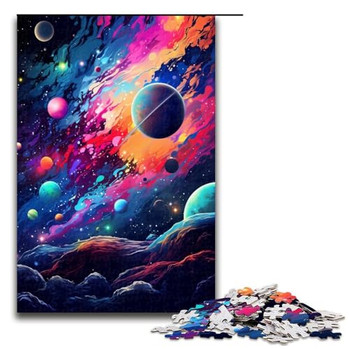 1000 teiliges Puzzle Planet ist von Spritzern umgeben viele Bunte Wolken Puzzle für Erwachsene Holzpuzzle tolle Geschenke zu Weihnachten 75 x 50 cm von QSYFNBZL
