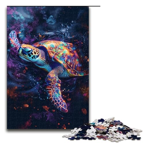 1000 teiliges Puzzle Psychedelic Planet Turtle Holzpuzzle Lernspiele Heimdekoration 75 x 50 cm von QSYFNBZL
