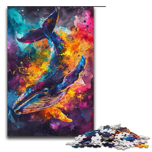 1000 teiliges Puzzle Psychedelischer bunter Wal für Erwachsene Holzpuzzle Familienspiele 75 x 50 cm 1000 teiliges Puzzle Psychedelischer bunter Wal für Erwachsene Holzpuzzle Familienspiele 75 x 50 cm von QSYFNBZL