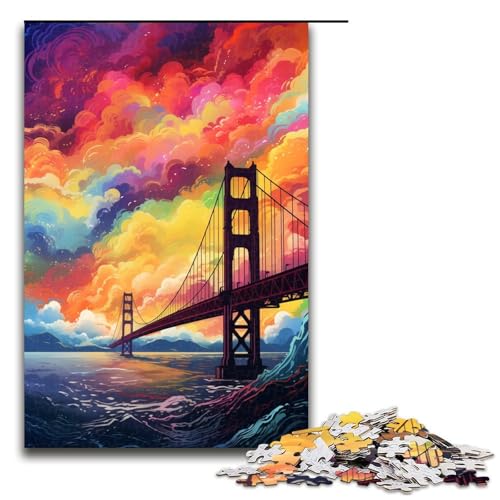 1000 teiliges Puzzle Rainbow Bridge von SplattersLots aus dicken bunten Farben für Erwachsene Holzpuzzle Familienspiele 75 x 50 cm von QSYFNBZL