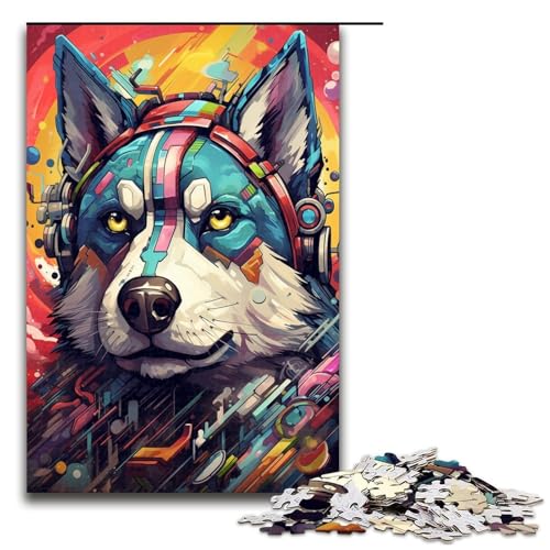 1000 teiliges Puzzle Robot Husky von SplattersLots Dicke farbige Wolken für Erwachsene Holzpuzzle Familienspiele 75 x 50 cm von QSYFNBZL