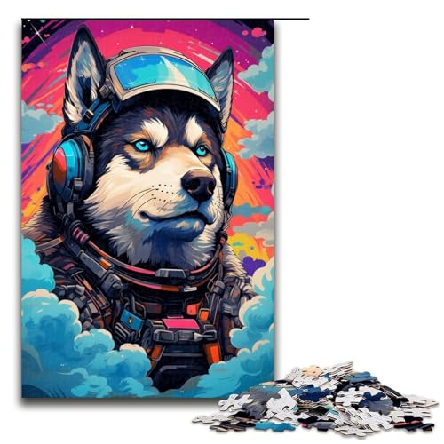 1000 teiliges Puzzle Robot Husky von SplattersLots Dickes farbiges Wolkenpuzzle für Erwachsene Holzpuzzle tolle Geschenke für Weihnachten 75 x 50 cm von QSYFNBZL