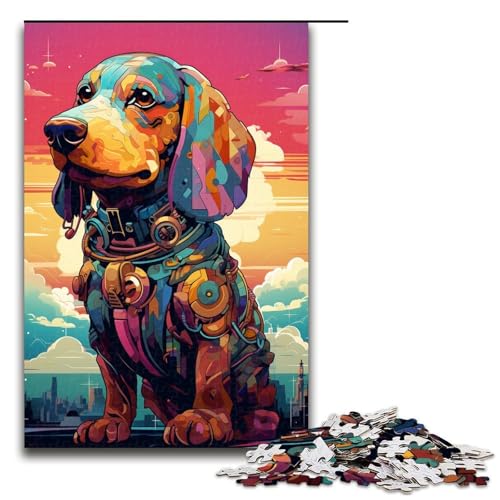 1000 teiliges Puzzle Roboter Dackel von SplattersLots dick bunt für Erwachsene Holzpuzzle Familienspiele 75 x 50 cm von QSYFNBZL