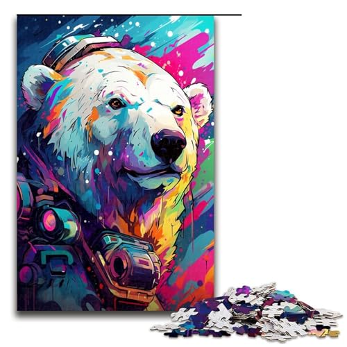 1000 teiliges Puzzle Roboter Eisbär von SplattersLots Dickes farbiges Puzzle für Erwachsene Holz Familienspiel 75 x 50 cm von QSYFNBZL