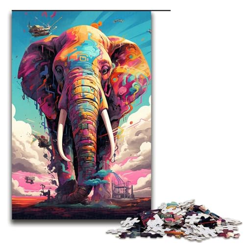 1000 teiliges Puzzle Roboter Elefant von SplattersLots aus dicken bunten Farben für Erwachsene Holzpuzzle Familienspiele 75 x 50 cm 1000 teiliges Puzzle Roboter Elefant von SplattersLots aus dicken bunten Farben für Erwachsene Holzpuzzle Familienspiele 75 x 50 cm von QSYFNBZL