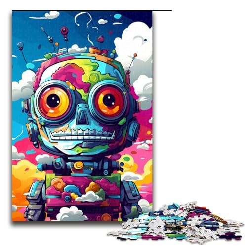 1000 teiliges Puzzle Roboter von Splatters Viele Dicke Bunte Wolken am Himmel Puzzle für Erwachsene Holz Familienspiel 75 x 50 cm von QSYFNBZL