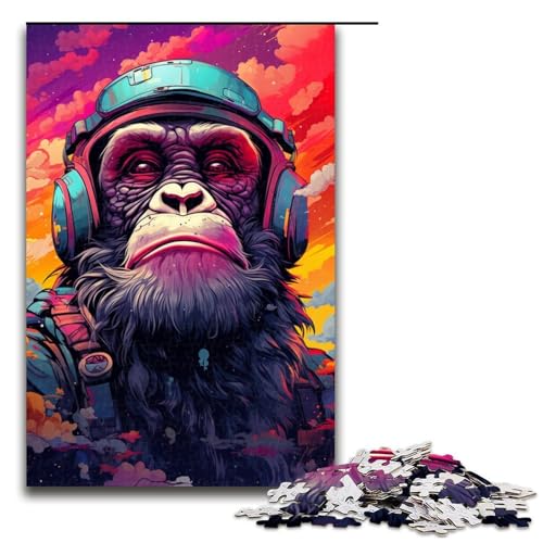 1000 teiliges Puzzle Roboteraffe von SplattersLots aus dicken bunten Farben für Erwachsene Holzpuzzle Familienspiele 75 x 50 cm von QSYFNBZL