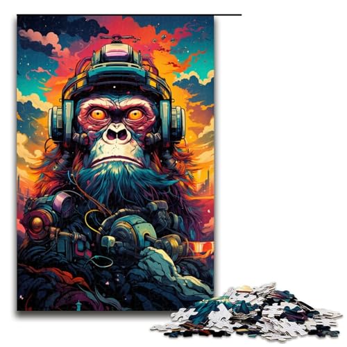 1000 teiliges Puzzle Roboteraffe von SplattersLots aus dicken bunten Farben für Erwachsene Holzpuzzle Familienspiele 75 x 50 cm von QSYFNBZL