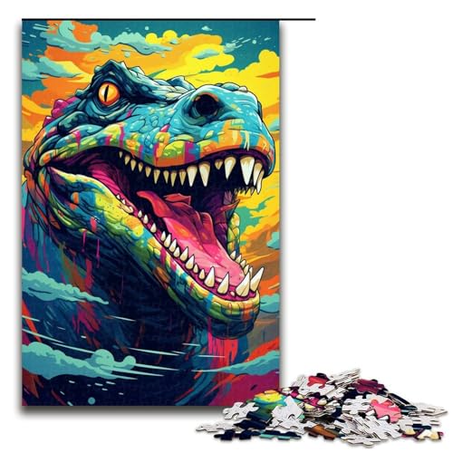 1000 teiliges Puzzle Roboterkrokodile von SplattersLots dick bunt für Erwachsene Holzpuzzle Familienspiele 75 x 50 cm von QSYFNBZL