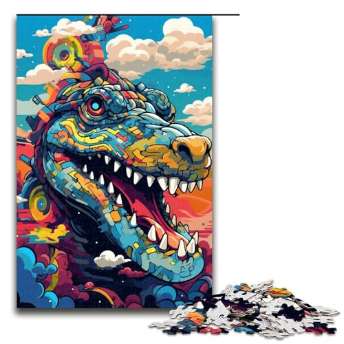 1000 teiliges Puzzle Roboterkrokodile von SplattersLots dick bunt für Erwachsene Holzpuzzle Familienspiele 75 x 50 cm von QSYFNBZL