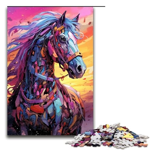 1000 teiliges Puzzle Roboterpferd von SplattersLots Dickes farbiges Wolkenpuzzle für Erwachsene Holzpuzzle tolle Geschenke für Weihnachten 75 x 50 cm von QSYFNBZL