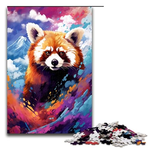 1000 teiliges Puzzle Roter Panda und Schmetterling von Splatters Viele Bunte Puzzles für Erwachsene Holzpuzzle Lernspiel 75 x 50 cm von QSYFNBZL