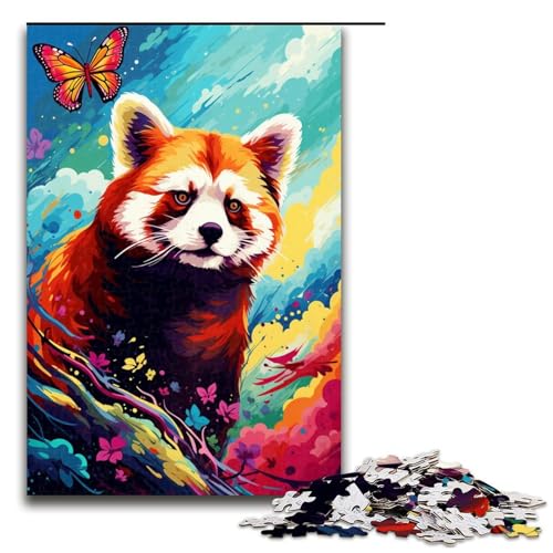 1000 teiliges Puzzle Roter Panda und Schmetterling von SplattersLots buntes Puzzle für Erwachsene Holz Familienspiel 75 x 50 cm von QSYFNBZL