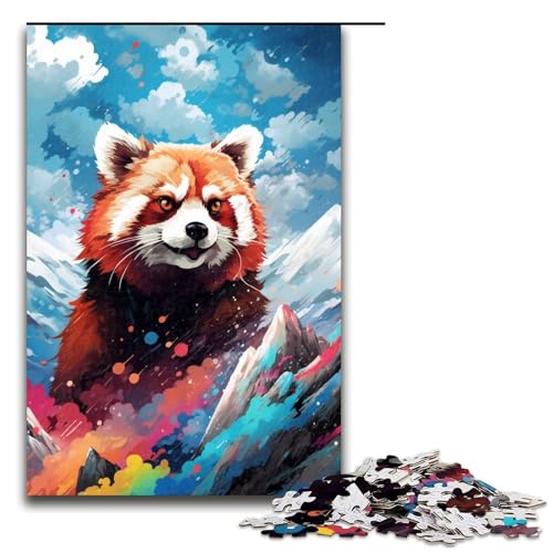1000 teiliges Puzzle Roter Panda und Schmetterling von SplattersLots of Coloured Puzzles Holzpuzzles Lernspiele Heimdekoration 75 x 50 cm von QSYFNBZL