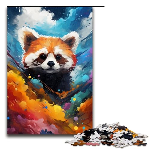 1000 teiliges Puzzle Roter Panda und Schmetterling von SplattersLots of Coloured Puzzles Holzpuzzles Lernspiele Heimdekoration 75 x 50 cm von QSYFNBZL