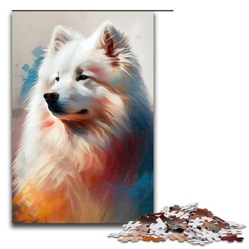 1000 teiliges Puzzle Samojede Malhund für Erwachsene Holzpuzzle Familienspiele 75 x 50 cm von QSYFNBZL