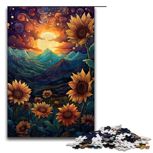 1000 teiliges Puzzle Sonnenblumen zwischen Bergen und Mond Holzpuzzle Lernspiele Heimdekoration 75 x 50 cm 1000 teiliges Puzzle Sonnenblumen zwischen Bergen und Mond Holzpuzzle Lernspiele Heimdekoration 75 x 50 cm von QSYFNBZL