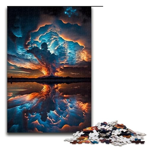1000 teiliges Puzzle Sonnenuntergang Strand Sturm Geschenke Puzzle für Erwachsene Weihnachtswunschliste mit Weihnachtsmann für Teenager ab 14 Jahren 75 x 50 cm von QSYFNBZL