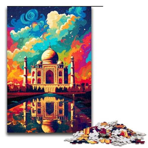 1000 teiliges Puzzle Taj Mahal ist von Spritzern umgeben Viele Bunte Puzzles Holzpuzzles Lernspiele Heimdekoration 1000 Teile von QSYFNBZL