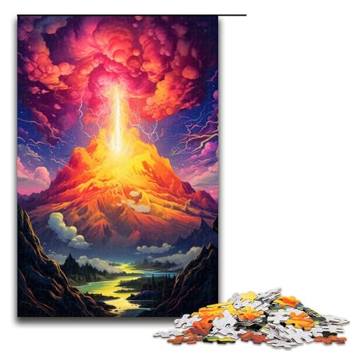 1000 teiliges Puzzle Vulkanausbrüche für Erwachsene Holzpuzzle Familienspiele 75 x 50 cm von QSYFNBZL