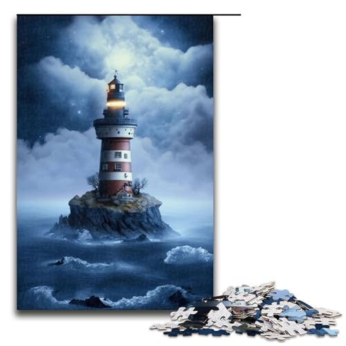 1000 teiliges Puzzle Weltraum Leuchtturm Puzzle für Erwachsene Holzpuzzle Lernspiel 75 x 50 cm von QSYFNBZL