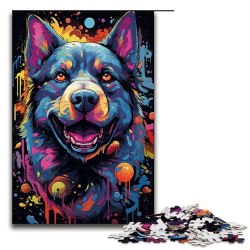 1000 teiliges Puzzle bunt psychedelisch für Hunde für Erwachsene Holzpuzzle Familienspiele 75 x 50 cm von QSYFNBZL