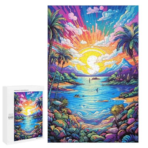 1000 teiliges Puzzle bunter Psychedelischer Strand für Erwachsene Holzpuzzle Familienspiele 75 x 50 cm 1000 teiliges Puzzle bunter Psychedelischer Strand für Erwachsene Holzpuzzle Familienspiele 75 x 50 cm von QSYFNBZL