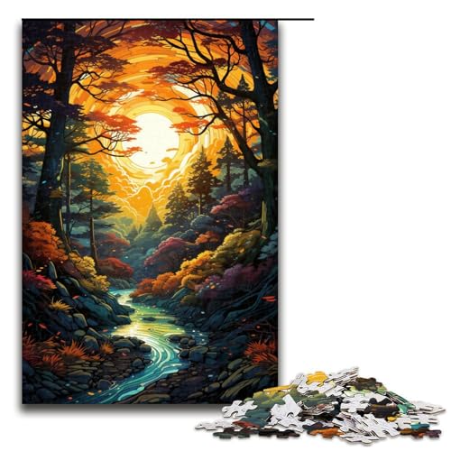 1000 teiliges Puzzle bunter Psychedelischer Wald für Erwachsene Holzpuzzle Familienspiele 75 x 50 cm von QSYFNBZL