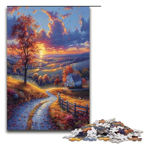 1000 teiliges Puzzle buntes Herbstgemälde Puzzle für Erwachsene Holzpuzzle Lernspiel 1000 Teile von QSYFNBZL