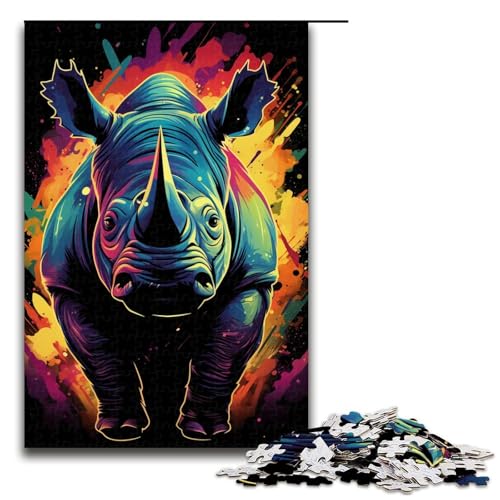 1000 teiliges Puzzle buntes Nashorn Puzzle für Erwachsene Holz Familienspiel 75 x 50 cm 1000 teiliges Puzzle buntes Nashorn Puzzle für Erwachsene Holz Familienspiel 75 x 50 cm von QSYFNBZL