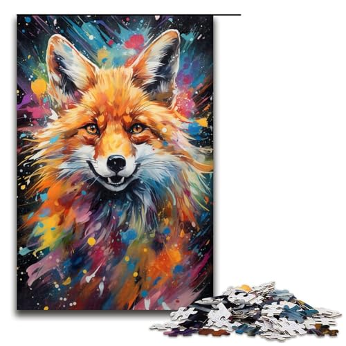 1000 teiliges Puzzle buntes psychedelisches Fuchstier für Erwachsene Holzpuzzle Familienspiele 75 x 50 cm von QSYFNBZL